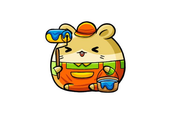 Cute Hamster Painter: A Charming Vector Set