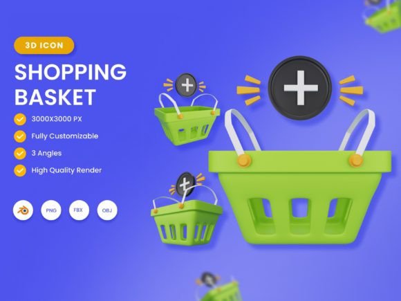 Enhance Your Projects with 3D Shopping Basket Illustration