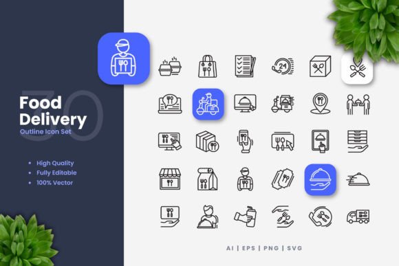 Enhance Your Visuals with Food Delivery Icons: A Versatile Tool for Modern Projects
