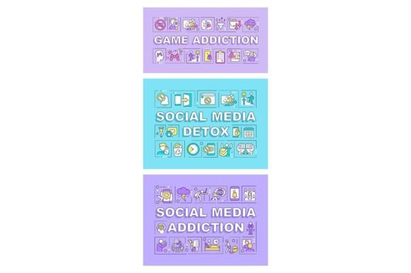 Game Addiction Banner Set for Creative Projects