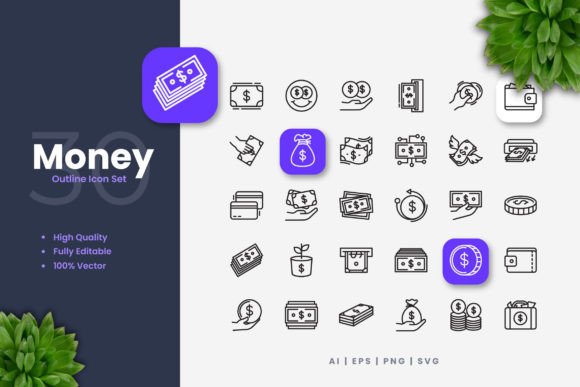 Money Icons: Versatile Graphics for Modern Design Needs