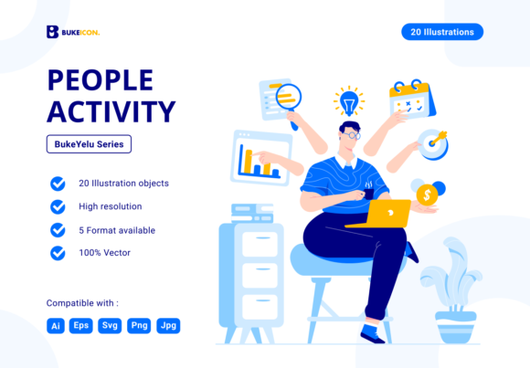 People Activity Illustration Set: Versatile and Stylish