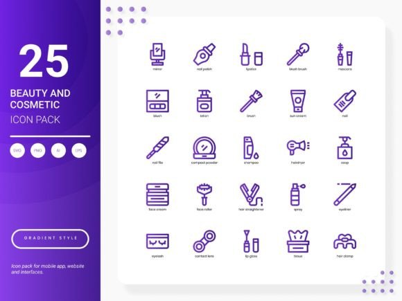 Stylish Beauty and Cosmetic Icon Pack